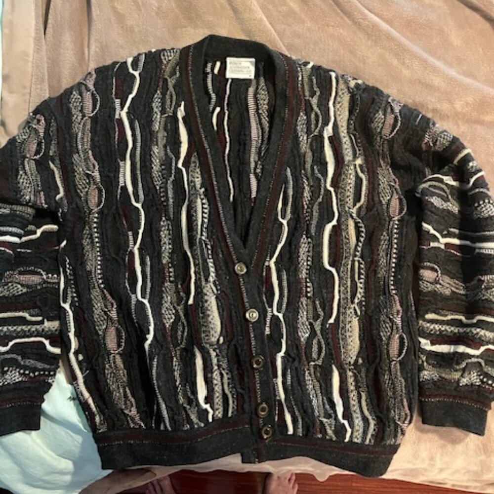 Purely Australian Coogi Style - Men's Cardigan Sweater - Medium